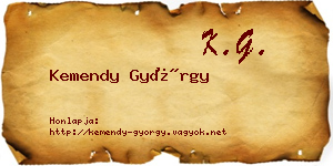 Kemendy György névjegykártya